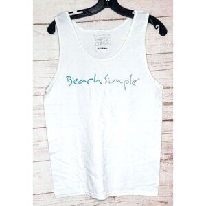 Beach Simple Cotton Blend Made In America Small White Tank Top